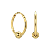 316L Surgical Steel Hinged Sleeper Earrings Hoops with Bead Ball