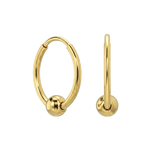316L Surgical Steel Hinged Sleeper Earrings Hoops with Bead Ball