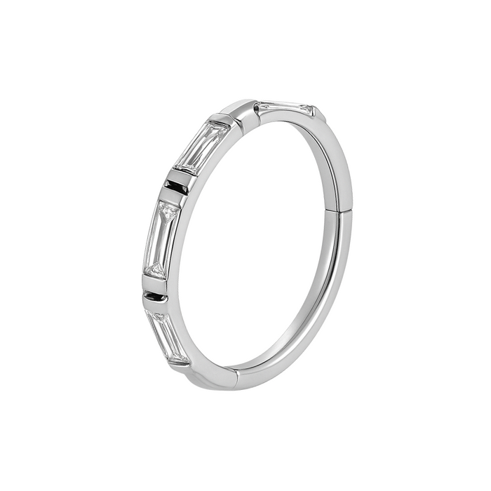 316L Surgical Steel Inlay Crystal Hinged Clicker Segment Ring - Monster Piercing
