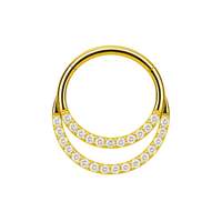 316L Surgical Steel Crescent Moon Crystal Hinged Segment Clicker Ring United Kingdom
