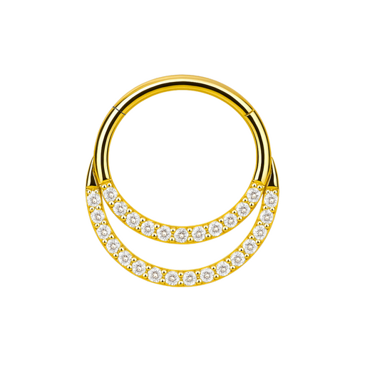 316L Surgical Steel Crescent Moon Crystal Hinged Segment Clicker Ring - Monster Piercing