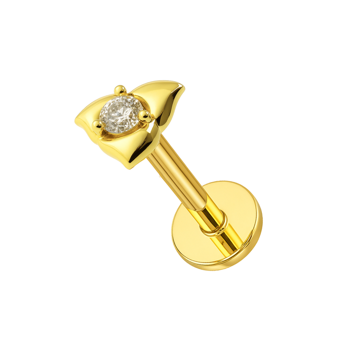 316L Surgical Steel CZ Jewelled Trillium Flower internally Threaded Flatback Stud