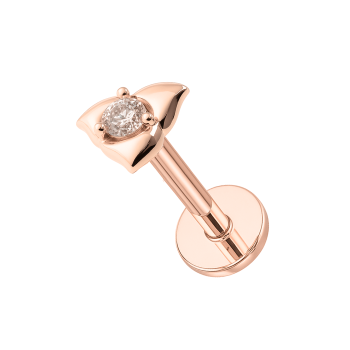 316L Surgical Steel CZ Jewelled Trillium Flower internally Threaded Flatback Stud