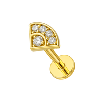 316L Surgical Steel Multi CZ Jewelled V-Shape Internally Threaded Flatback Stud United Kingdom