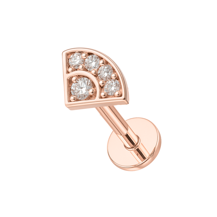 316L Surgical Steel Multi CZ Jewelled V-Shape Internally Threaded Flatback Stud