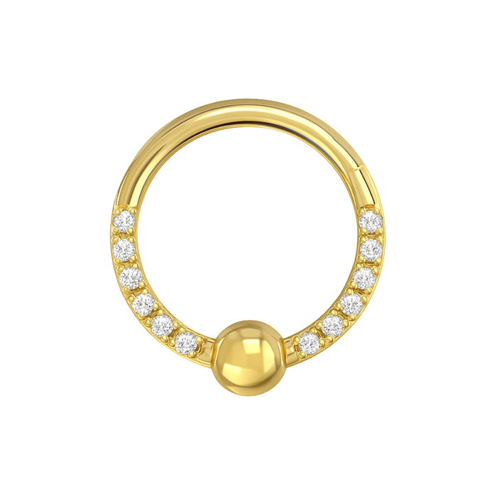 316L Surgical Steel Multi CZ Jewelled BCR Style Segment Clicker Ring