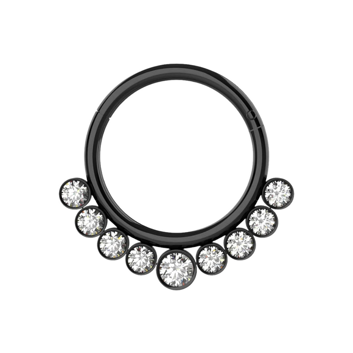316L Surgical Steel and CZ Stones in Bezel Set Hinged Segment Ring - Monster Piercing