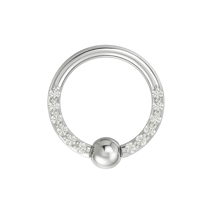316L Surgical Steel Multi CZ Jewelled BCR Style Segment Clicker Ring