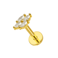 316L Surgical Steel CZ Jewelled Marquise Cluster Flatback Stud United Kingdom
