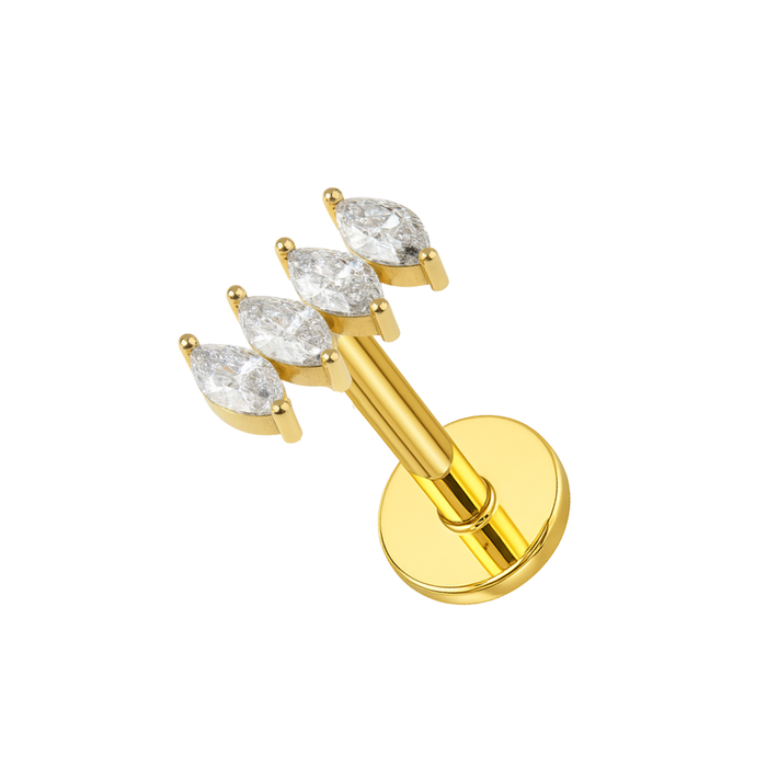 316L Surgical Steel CZ Jewelled Multi-Marquise Flatback Stud