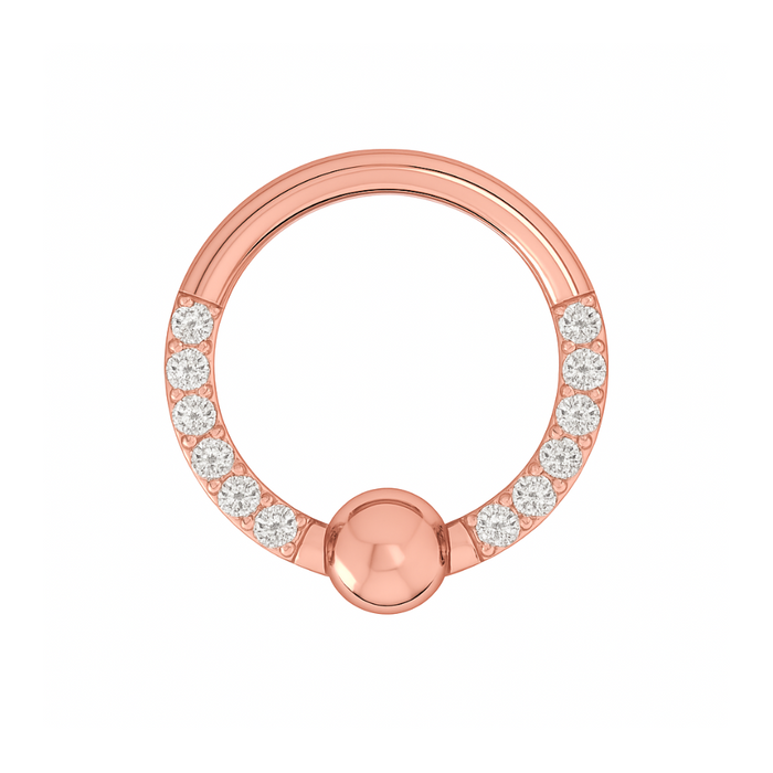 316L Surgical Steel Multi CZ Jewelled BCR Style Segment Clicker Ring