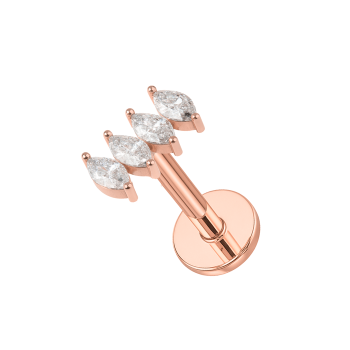 316L Surgical Steel CZ Jewelled Multi-Marquise Flatback Stud