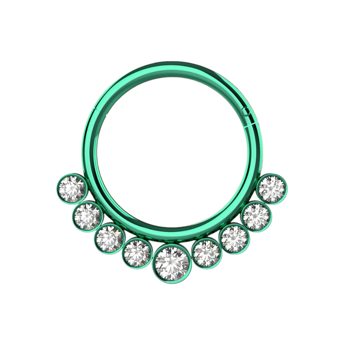 316L Surgical Steel and CZ Stones in Bezel Set Hinged Segment Ring - Monster Piercing