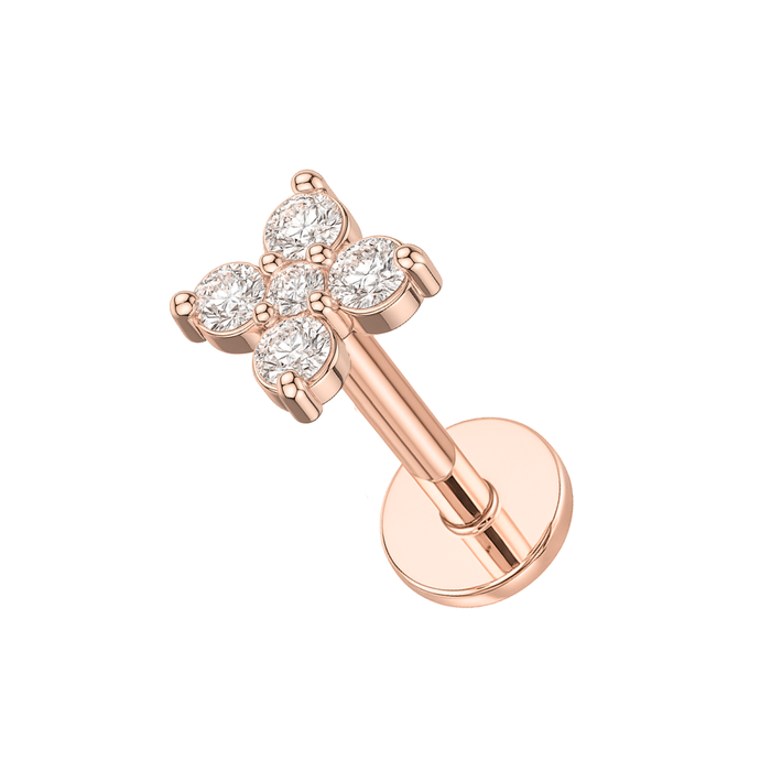 316L Surgical Steel CZ Jewelled Tiny Flower Ear Stud