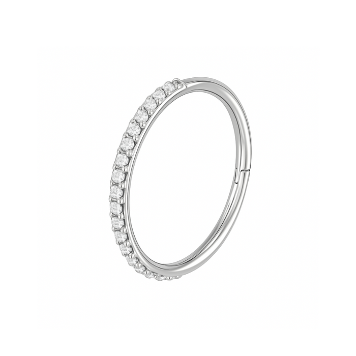 316L Surgical Steel and CZ Studded Hinged Segment Clicker Ring - Monster Piercing