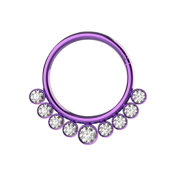 316L Surgical Steel and CZ Stones in Bezel Set Hinged Segment Ring - Monster Piercing