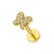316L Surgical Steel CZ Jewelled Butterfly Internally Threaded Flatback Stud
