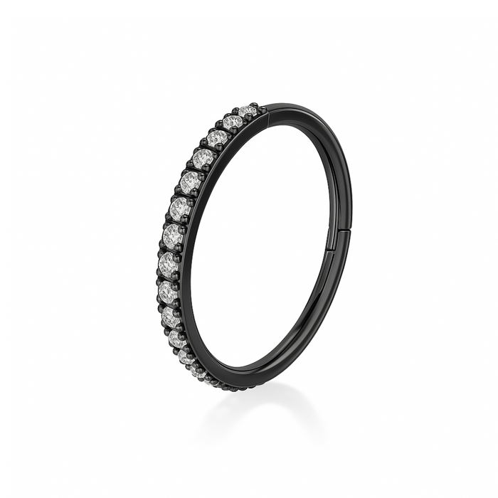 316L Surgical Steel and CZ Studded Hinged Segment Clicker Ring - Monster Piercing