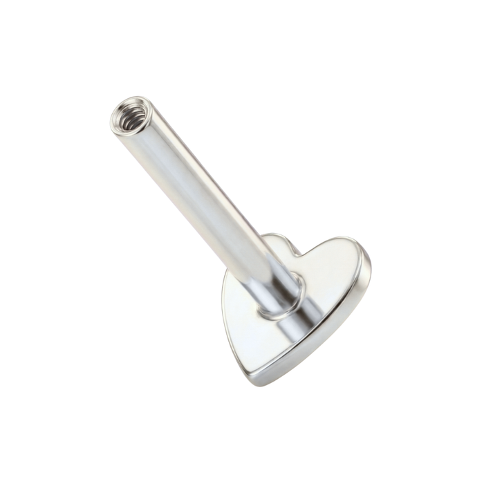 925 Sterling Silver Internally Threaded Heart Back Labret Bar