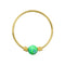 14K Gold Spring Coil-End with Opal Stone Hoop