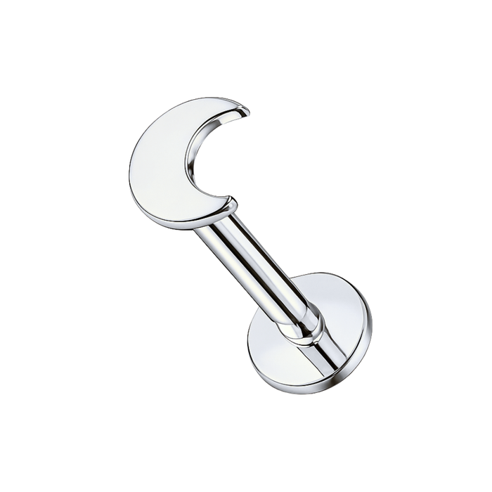 316L Surgical Steel Crescent Moon Internally Threaded Flatback Stud
