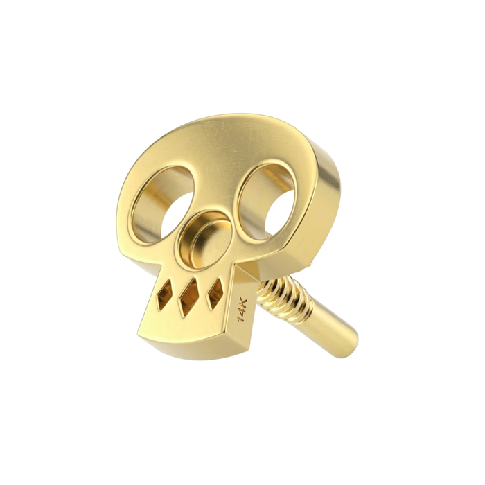 14K Gold Internal Thread Plain Skull Top