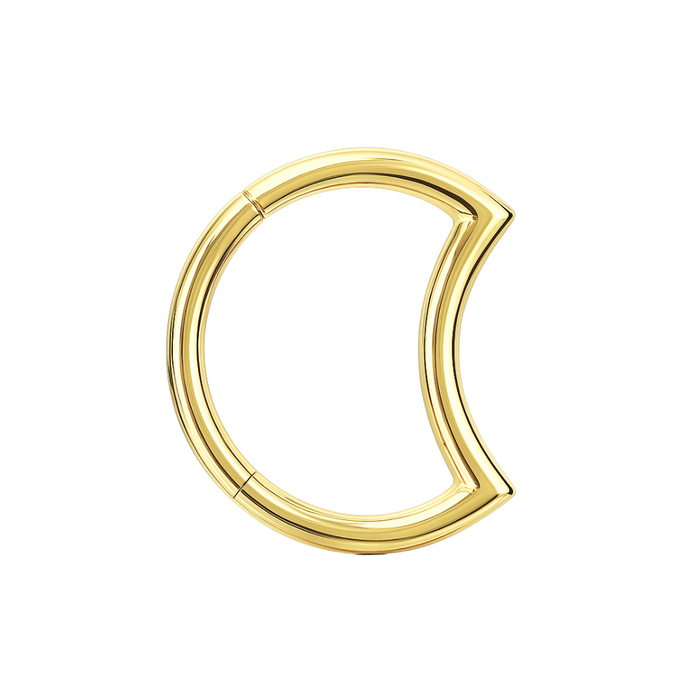 14K Gold Crescent Segment Clicker Ring - Monster Piercing