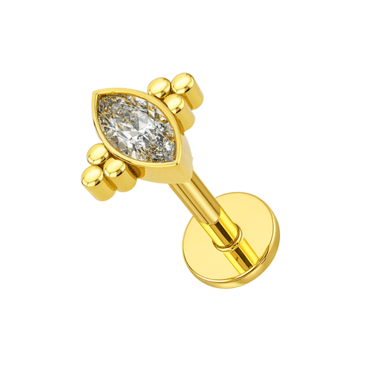316L Surgical Steel Flat Marquise CZ Jewelled Flatback Stud United Kingdom
