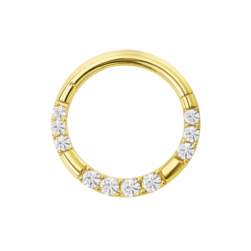 9K Gold Cubic Zirconia Hinged Segment Clicker Ring - Monster Piercing