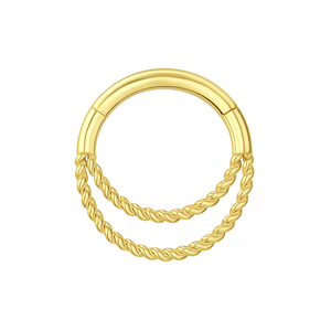 14K Gold Twisted Double Ring Segment Clicker Ring