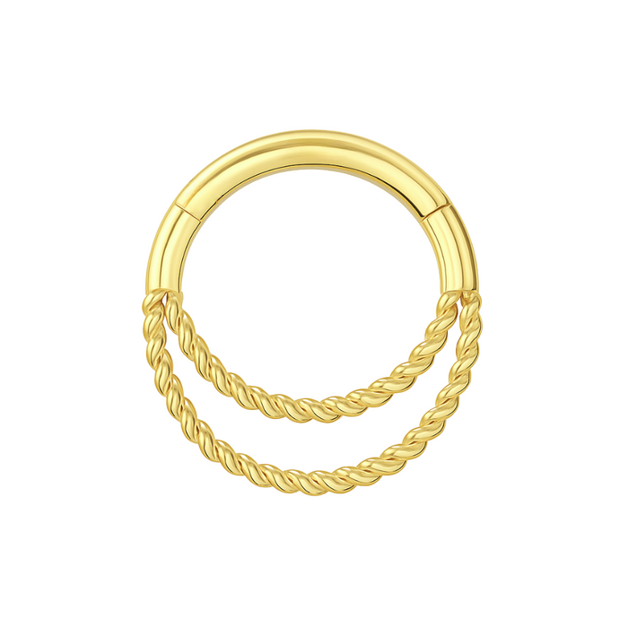 14K Gold Twisted Double Ring Segment Clicker Ring - Monster Piercing
