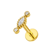 316L Surgical Steel Scalloped Marquise CZ Jewelled Flatback Stud United Kingdom