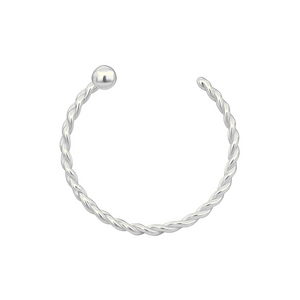 Offener Twister-Creolenring aus 14 Karat Gold mit Kugel-Nasenring