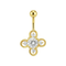 14K Gold Studded Clover Belly Ring
