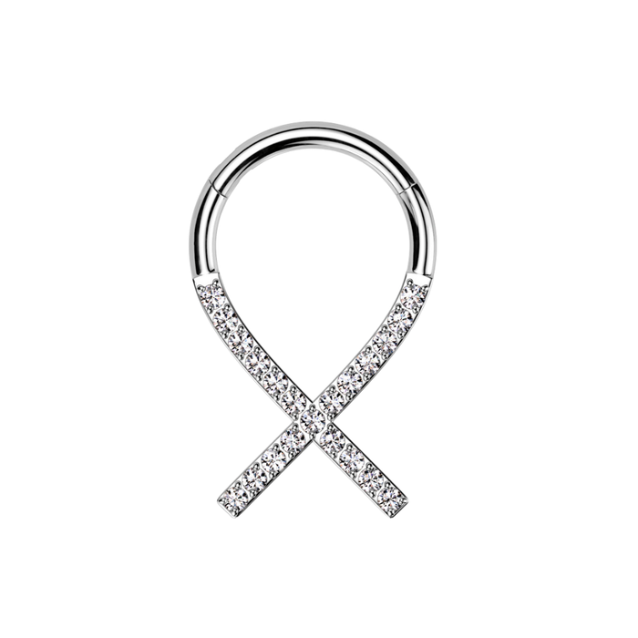 G23 Titanium CZ Lined Ribbon Hinged Segment Clicker
