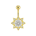 14K Gold Jewelled Flower Belly Ring - Monster Piercing