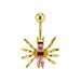 14K Gold Pink Jewelled Spider Belly Ring - Monster Piercing
