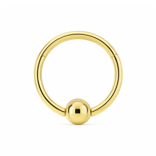 14K Gold Hinged Segment Clicker Ring with Plain Ball - Monster Piercing