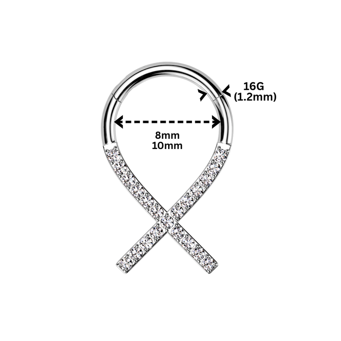 G23 Titanium CZ Lined Ribbon Hinged Segment Clicker