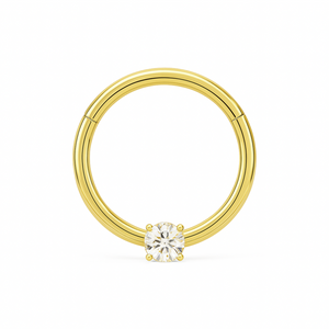 14K Gold 2mm Jewelled CZ Hinged Segment Clicker Ring