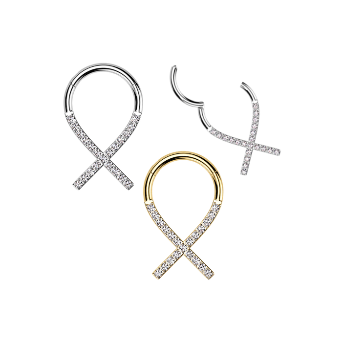 G23 Titanium CZ Lined Ribbon Hinged Segment Clicker