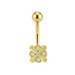 14K Gold Studded Iron Cross Belly Ring - Monster Piercing