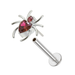 Gold spider ear piercing with red CZ gemstone