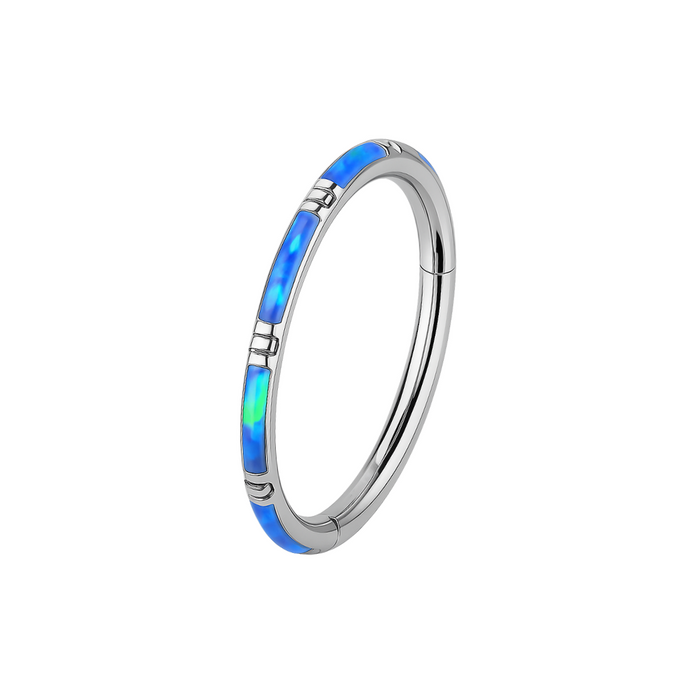 316L Surgical Steel Opal Studded Hinged Segment Clicker Ring - Monster Piercing