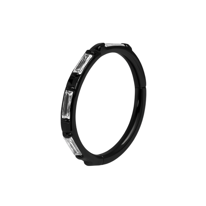 316L Surgical Steel Inlay Crystal Hinged Clicker Segment Ring - Monster Piercing