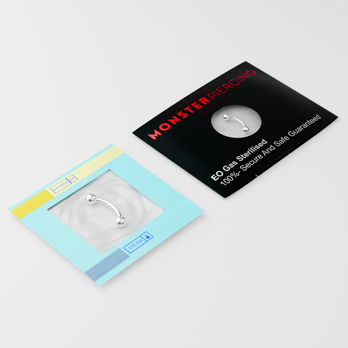 EO Gas Sterilised 316L Surgical Steel Externally Threaded Ball End Curved Bar - Monster Piercing