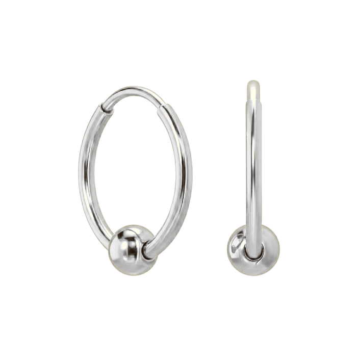 316L Surgical Steel Hinged Sleeper Earrings Hoops with Bead Ball United Kingdom