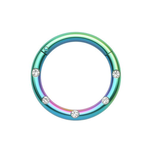 316L Surgical Steel 5 CZ Stones Paved Hinged Segment Clicker Ring - Monster Piercing