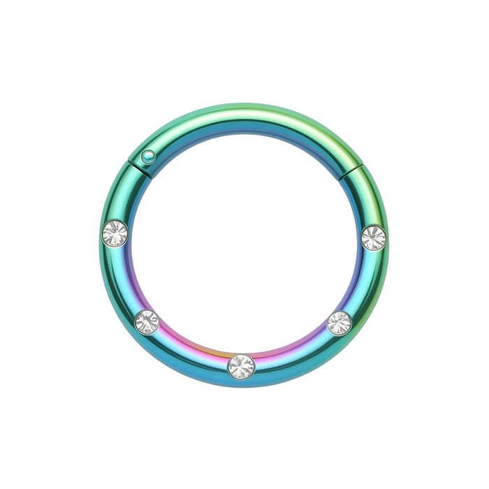 316L Surgical Steel 5 CZ Stones Paved Hinged Segment Clicker Ring - Monster Piercing