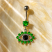 925 Sterling Silver Blue Eye Catching Stone Studded Belly Ring - Monster Piercing